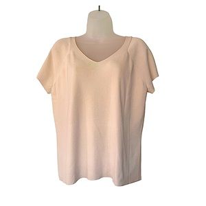 Talbots V-Neck SILK Blend Pullover Sweater, Cream, Women Size 1X Petite